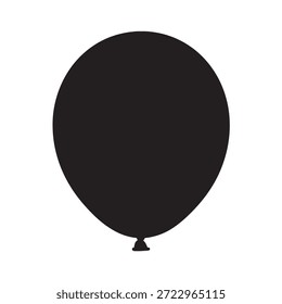 Una silueta negra simple de un globo de fiesta redondo clásico con un nudo Pequeño en la parte inferior.