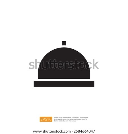 A simple black silhouette of a cloche, typically used to cover food, indicating service or dining.