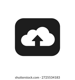 Silueta negra simple de la nube con la flecha que apunta hacia arriba el elemento gráfico plano del Vector del símbolo para el servicio de transferencia de datos