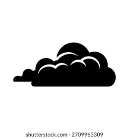 Una simple silueta negra de una nube, aislada sobre un fondo blanco. Representa el Clima, el cielo o conceptos abstractos.