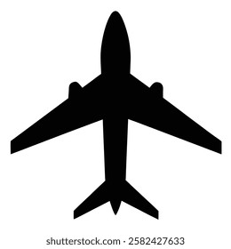 Simple Black Silhouette of a Commercial Airplane