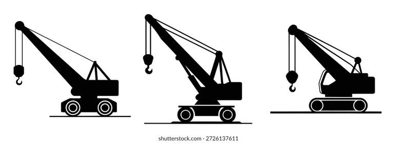 Silhueta preta simples de um guindaste de construção