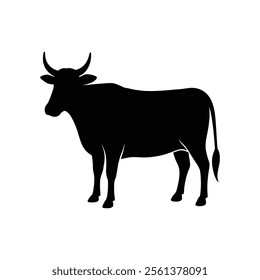 Simple Black Silhouette of a Cow