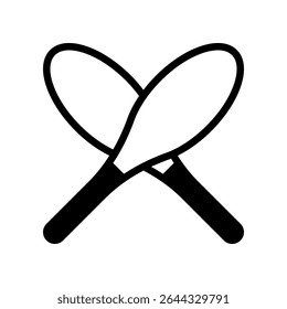Simple Black Silhouette of Crossed Maracas on a White Background