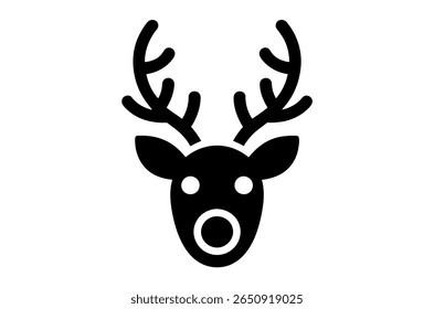 Simple Black Silhouette of a Deer Head with Antlers