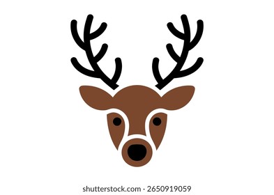 Simple Black Silhouette of a Deer Head with Antlers