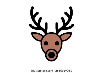 Simple Black Silhouette of a Deer Head with Antlers