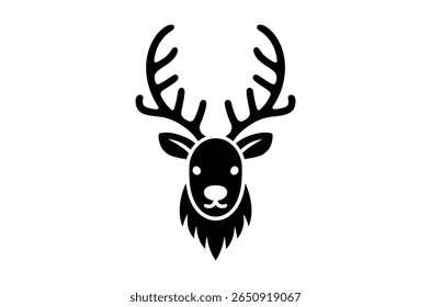 Simple Black Silhouette of a Deer Head with Antlers