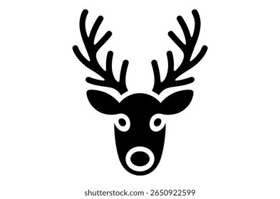 Simple Black Silhouette of a Deer Head with Antlers