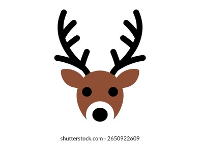 Simple Black Silhouette of a Deer Head with Antlers