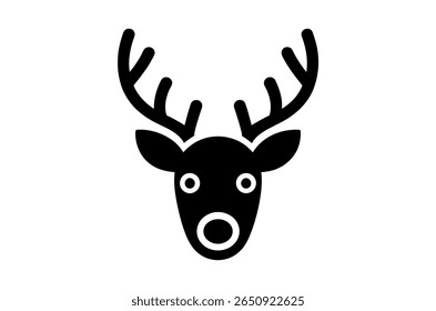 Simple Black Silhouette of a Deer Head with Antlers
