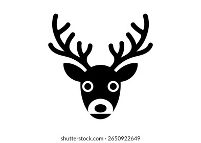 Simple Black Silhouette of a Deer Head with Antlers