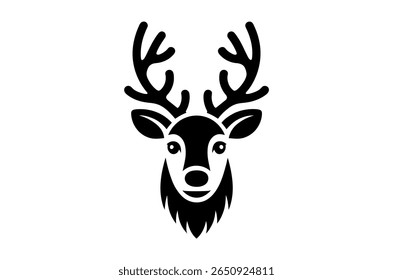 Simple Black Silhouette of a Deer Head with Antlers