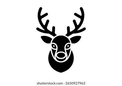 Simple Black Silhouette of a Deer Head with Antlers