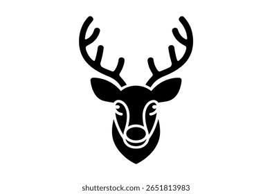 Simple Black Silhouette of a Deer Head with Antlers