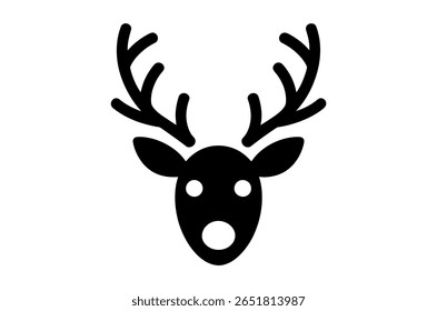 Simple Black Silhouette of a Deer Head with Antlers