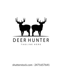 simple negro silueta ciervo logo vintage diseño ciervo bosque animal hunter