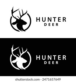 simple negro silueta ciervo logo vintage diseño ciervo bosque animal hunter