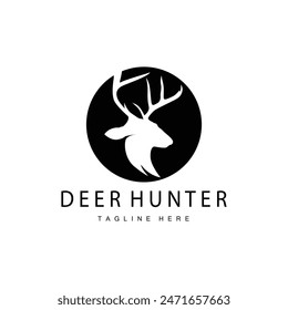 simple negro silueta ciervo logo vintage diseño ciervo bosque animal hunter