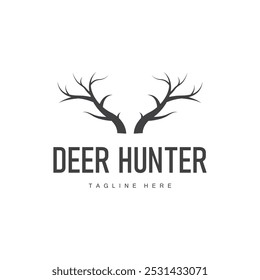 simple black silhouette deer logo vintage design deer forest animal hunter	
