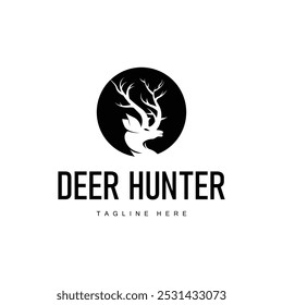 Silueta simple logo de ciervo negro Diseño vintage Ciervo Bosque Animal Hunter	