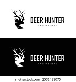 Silueta simple logo de ciervo negro Diseño vintage Ciervo Bosque Animal Hunter	
