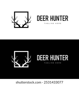 Silueta simple logo de ciervo negro Diseño vintage Ciervo Bosque Animal Hunter	