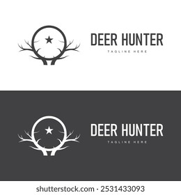 simple black silhouette deer logo vintage design deer forest animal hunter	