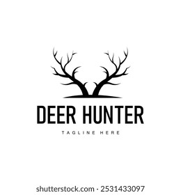 simple black silhouette deer logo vintage design deer forest animal hunter	