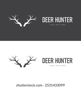 silhueta preta simples cervo logotipo vintage design veado floresta animal caçador	