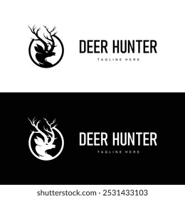 Silueta simple logo de ciervo negro Diseño vintage Ciervo Bosque Animal Hunter	