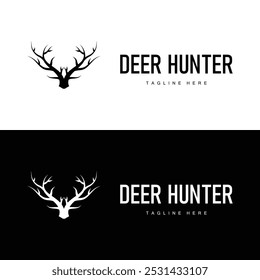 Silueta simple logo de ciervo negro Diseño vintage Ciervo Bosque Animal Hunter	