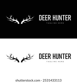 simple black silhouette deer logo vintage design deer forest animal hunter	