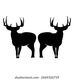 silhueta preta simples cervo logotipo vintage design veado floresta animal caçador