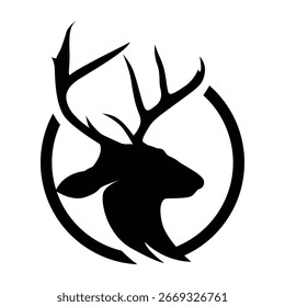 silhueta preta simples cervo logotipo vintage design veado floresta animal caçador