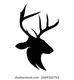 silhueta preta simples cervo logotipo vintage design veado floresta animal caçador