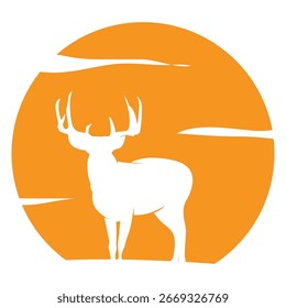 silhueta preta simples cervo logotipo vintage design veado floresta animal caçador