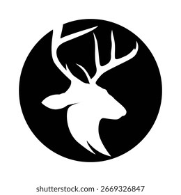 silhueta preta simples cervo logotipo vintage design veado floresta animal caçador