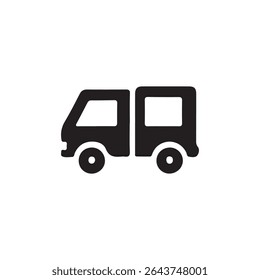 Silhueta preta simples de uma van de entrega.Uma silhueta preta sólida e arrojada de uma pequena van de entrega, ideal para uso em logotipos, ícones ou ilustrações relacionadas a transporte, transporte ou logística.