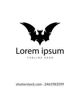 Simple black silhouette design bat logo illustration of a nighttime animal with a minimalist concept