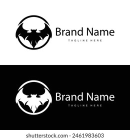 Simple black silhouette design bat logo illustration of a nighttime animal with a minimalist concept