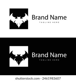 Simple black silhouette design bat logo illustration of a nighttime animal with a minimalist concept