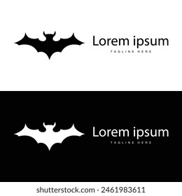 Simple black silhouette design bat logo illustration of a nighttime animal with a minimalist concept