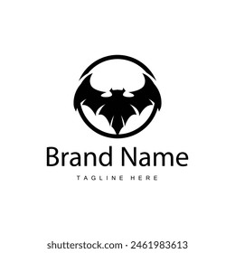 Einfache schwarze Silhouette Design Fledermaus Logo Illustration eines Nachttieres mit einem minimalistischen Konzept