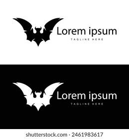 Simple black silhouette design bat logo illustration of a nighttime animal with a minimalist concept