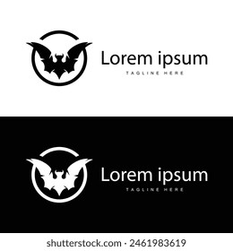 Simple black silhouette design bat logo illustration of a nighttime animal with a minimalist concept