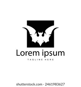 Simple black silhouette design bat logo illustration of a nighttime animal with a minimalist concept