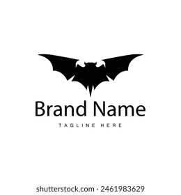 Simple black silhouette design bat logo illustration of a nighttime animal with a minimalist concept
