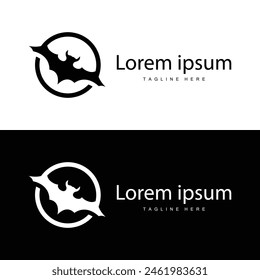 Einfache schwarze Silhouette Design Fledermaus Logo Illustration eines Nachttieres mit einem minimalistischen Konzept