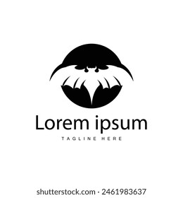 Simple black silhouette design bat logo illustration of a nighttime animal with a minimalist concept